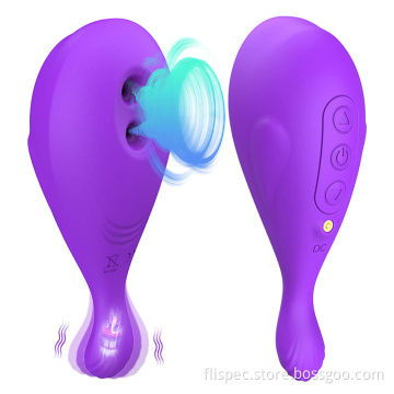Whale Shape Clit Sucker 2 in 1 Clitoris Stimulator Silicone Vibrating Sex Toys Clitoral Sucking Vibrator for Women Masturbation